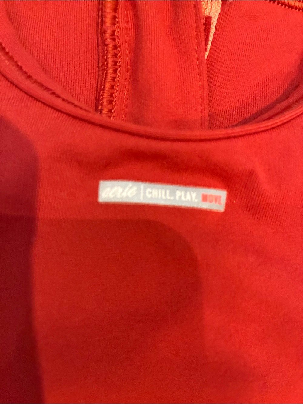 aerie Front-Zip Sports Bra in Deep Red with Coral Zipper - Picture 4 of 4